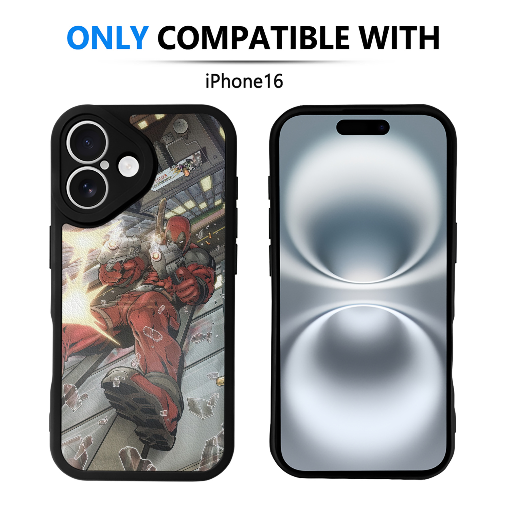 （画像用） Deadpool デッドプール 【iPhone 16シリーズ対応】シリコンスマホケース（レザー調） 材質：シリコン